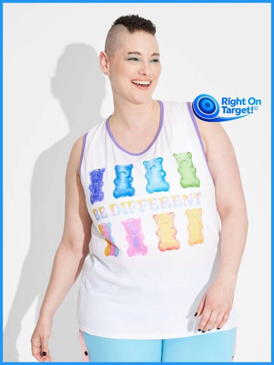 tgt Tops - Medium - Pride Adult Gummy Bear - Be Different Tank Top - White